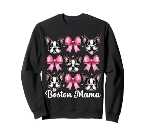 Boston Mama Boston Terrier Mama Bostie Hund Muttertag Sweatshirt Boston Mama Boston Terrier Mama Bostie Hund Muttertag Sweatshirt von Womens Pink Coquette Bow Boston Terrier Dog Gifts