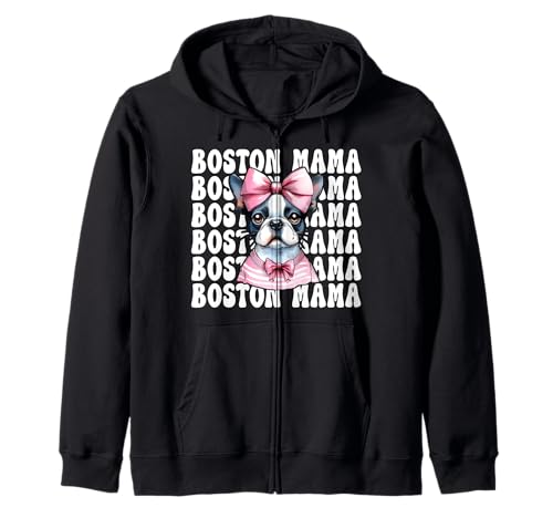Boston Mama Boston Terrier Mom Bostie Hundeschleife Kapuzenjacke Boston Mama Boston Terrier Mom Bostie Hundeschleife Kapuzenjacke von Womens Pink Coquette Bow Boston Terrier Dog Gifts