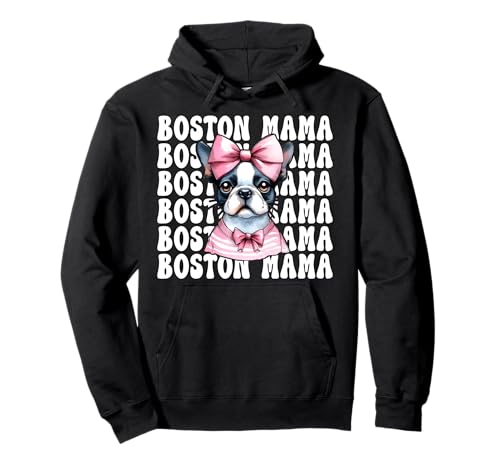 Boston Mama Boston Terrier Mom Bostie Hundeschleife Pullover Hoodie Boston Mama Boston Terrier Mom Bostie Hundeschleife Pullover Hoodie von Womens Pink Coquette Bow Boston Terrier Dog Gifts