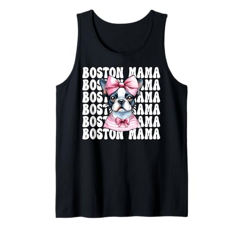 Boston Mama Boston Terrier Mom Bostie Hundeschleife Tank Top Boston Mama Boston Terrier Mom Bostie Hundeschleife Tank Top von Womens Pink Coquette Bow Boston Terrier Dog Gifts