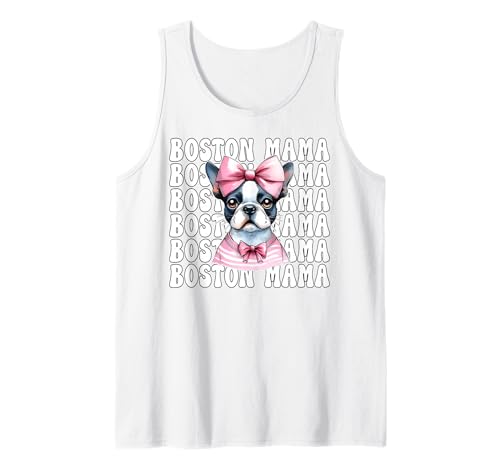 Boston Mama Boston Terrier Mom Bostie Hundeschleife Tank Top Boston Mama Boston Terrier Mom Bostie Hundeschleife Tank Top von Womens Pink Coquette Bow Boston Terrier Dog Gifts