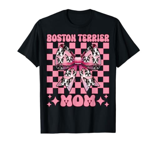 Boston Terrier Mama Mama Bostie Hund T-Shirt Boston Terrier Mama Mama Bostie Hund T-Shirt von Womens Pink Coquette Bow Boston Terrier Dog Gifts