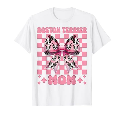 Boston Terrier Mama Mama Bostie Hund T-Shirt Boston Terrier Mama Mama Bostie Hund T-Shirt von Womens Pink Coquette Bow Boston Terrier Dog Gifts