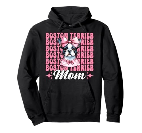 Boston Terrier Mom Mama Bostie Hund Muttertag Kokette Schleife Pullover Hoodie Boston Terrier Mom Mama Bostie Hund Muttertag Kokette Schleife Pullover Hoodie von Womens Pink Coquette Bow Boston Terrier Dog Gifts