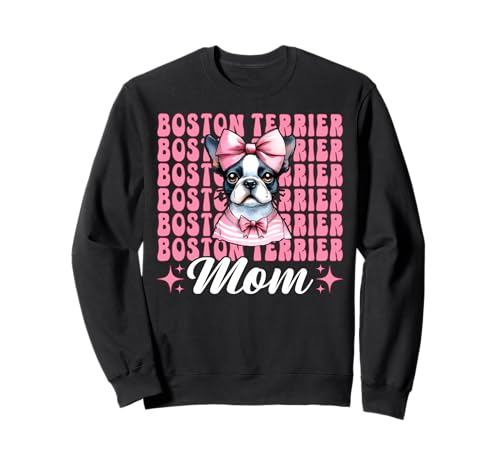 Boston Terrier Mom Mama Bostie Hund Muttertag Kokette Schleife Sweatshirt Boston Terrier Mom Mama Bostie Hund Muttertag Kokette Schleife Sweatshirt von Womens Pink Coquette Bow Boston Terrier Dog Gifts