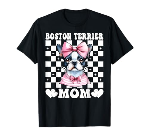 Boston Terrier Mom Mama Bostie Hund Muttertag Kokette Schleife T-Shirt Boston Terrier Mom Mama Bostie Hund Muttertag Kokette Schleife T-Shirt von Womens Pink Coquette Bow Boston Terrier Dog Gifts