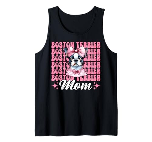 Boston Terrier Mom Mama Bostie Hund Muttertag Kokette Schleife Tank Top Boston Terrier Mom Mama Bostie Hund Muttertag Kokette Schleife Tank Top von Womens Pink Coquette Bow Boston Terrier Dog Gifts