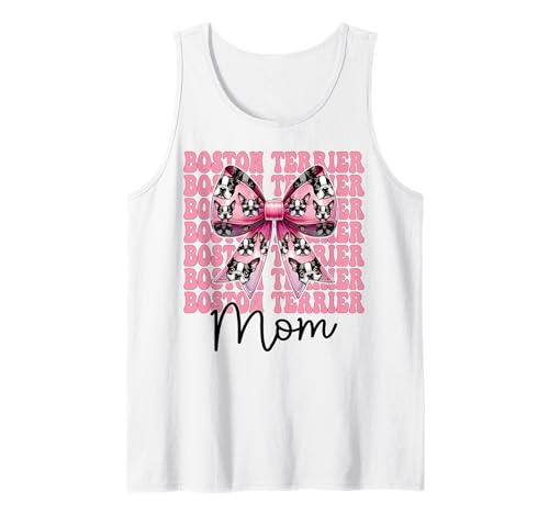 Boston Terrier Mom Mama Bostie Hund Muttertag Kokette Schleife Tank Top Boston Terrier Mom Mama Bostie Hund Muttertag Kokette Schleife Tank Top von Womens Pink Coquette Bow Boston Terrier Dog Gifts