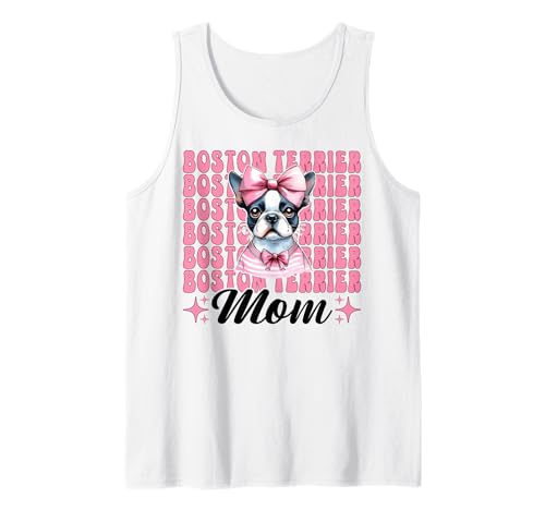 Boston Terrier Mom Mama Bostie Hund Muttertag Kokette Schleife Tank Top Boston Terrier Mom Mama Bostie Hund Muttertag Kokette Schleife Tank Top von Womens Pink Coquette Bow Boston Terrier Dog Gifts