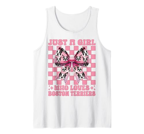 Just A Girl Who Loves Boston Terrier Boston Terrier Bostie Tank Top von Womens Pink Coquette Bow Boston Terrier Dog Gifts