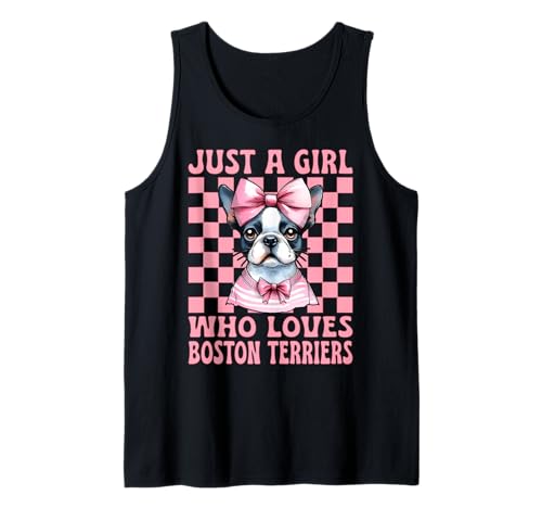 Just A Girl Who Loves Boston Terrier Boston Terrier Tank Top von Womens Pink Coquette Bow Boston Terrier Dog Gifts