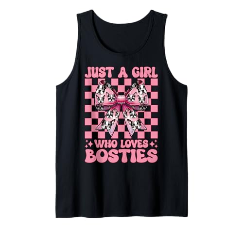 Nur EIN Mädchen, das Bosties liebt Boston Terrier Bostie Dog Tank Top von Womens Pink Coquette Bow Boston Terrier Dog Gifts