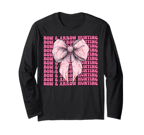 Bogen und Pfeil Jagd Jäger Mädchen Kokette Schleife Rosa Band Langarmshirt von Womens Pink Coquette Bow Bow & Arrow Hunting Gifts