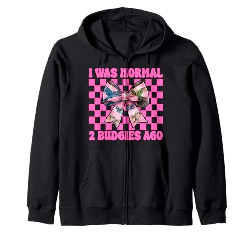 I was Normal 2 Wellensittiche Ago Wellensittich Papagei Mädchen Mama Kapuzenjacke I was Normal 2 Wellensittiche Ago Wellensittich Papagei Mädchen Mama Kapuzenjacke von Womens Pink Coquette Bow Budgie Budgerigar Gifts