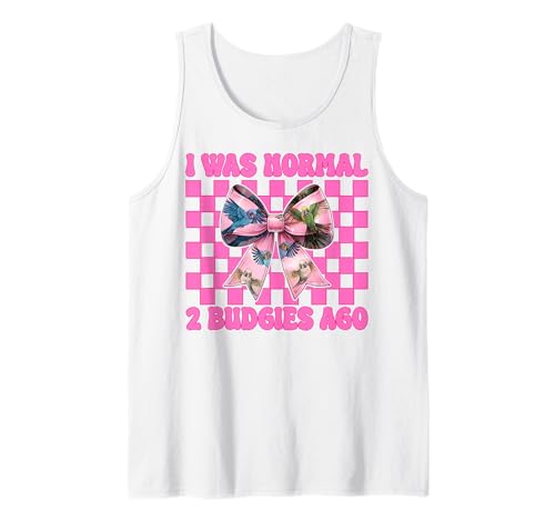 I was Normal 2 Wellensittiche Ago Wellensittich Papagei Mädchen Mama Tank Top von Womens Pink Coquette Bow Budgie Budgerigar Gifts