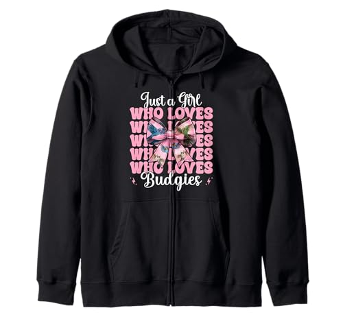 Just A Girl Who Loves Wellensittich Mädchen Wellensittich Papagei Kapuzenjacke Just A Girl Who Loves Wellensittich Mädchen Wellensittich Papagei Kapuzenjacke von Womens Pink Coquette Bow Budgie Budgerigar Gifts