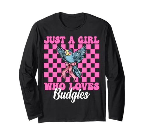 Just A Girl Who Loves Wellensittich Mädchen Wellensittich Papagei Langarmshirt von Womens Pink Coquette Bow Budgie Budgerigar Gifts