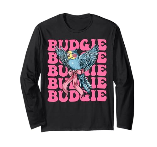 Kokette Schleife Wellensittich Wellensittich Papagei Mädchen Mutter Muttertag Langarmshirt von Womens Pink Coquette Bow Budgie Budgerigar Gifts