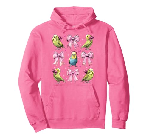 Wellensittich, Wellensittich, Papageienmädchen, Kokette Schleife, rosa Mama Pullover Hoodie von Womens Pink Coquette Bow Budgie Budgerigar Gifts