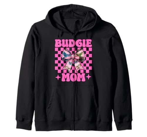 Wellensittich Mama Wellensittich Papagei Muttertag Kokette Schleife Kapuzenjacke Wellensittich Mama Wellensittich Papagei Muttertag Kokette Schleife Kapuzenjacke von Womens Pink Coquette Bow Budgie Budgerigar Gifts