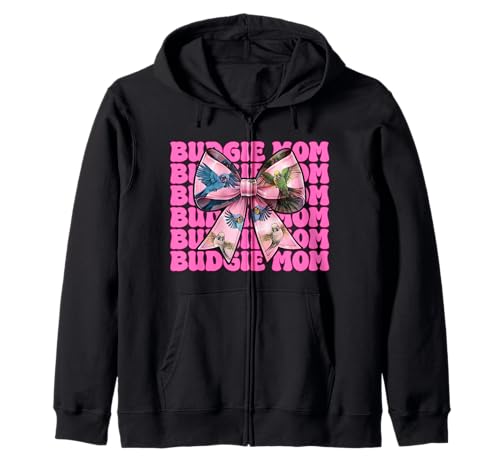 Wellensittich Mama Wellensittich Papagei Muttertag Kokette Schleife Kapuzenjacke Wellensittich Mama Wellensittich Papagei Muttertag Kokette Schleife Kapuzenjacke von Womens Pink Coquette Bow Budgie Budgerigar Gifts