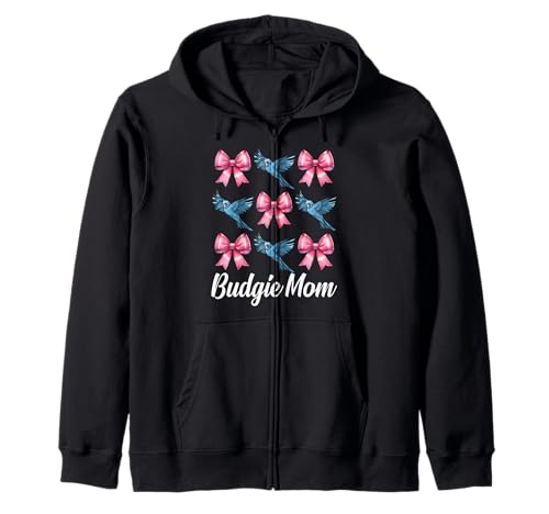 Wellensittich Mama Wellensittich Papagei Muttertag Kokette Schleife Kapuzenjacke Wellensittich Mama Wellensittich Papagei Muttertag Kokette Schleife Kapuzenjacke von Womens Pink Coquette Bow Budgie Budgerigar Gifts
