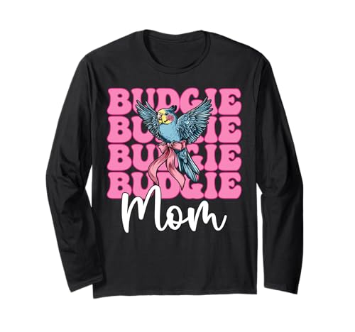 Wellensittich Mama Wellensittich Papagei Muttertag Kokette Schleife Langarmshirt Wellensittich Mama Wellensittich Papagei Muttertag Kokette Schleife Langarmshirt von Womens Pink Coquette Bow Budgie Budgerigar Gifts