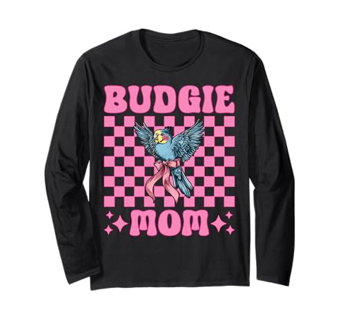 Wellensittich Mama Wellensittich Papagei Muttertag Kokette Schleife Langarmshirt Wellensittich Mama Wellensittich Papagei Muttertag Kokette Schleife Langarmshirt von Womens Pink Coquette Bow Budgie Budgerigar Gifts