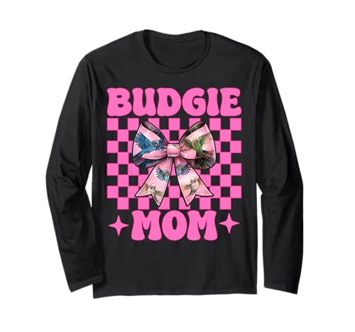 Wellensittich Mama Wellensittich Papagei Muttertag Kokette Schleife Langarmshirt Wellensittich Mama Wellensittich Papagei Muttertag Kokette Schleife Langarmshirt von Womens Pink Coquette Bow Budgie Budgerigar Gifts