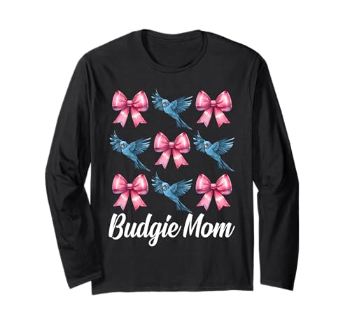 Wellensittich Mama Wellensittich Papagei Muttertag Kokette Schleife Langarmshirt Wellensittich Mama Wellensittich Papagei Muttertag Kokette Schleife Langarmshirt von Womens Pink Coquette Bow Budgie Budgerigar Gifts