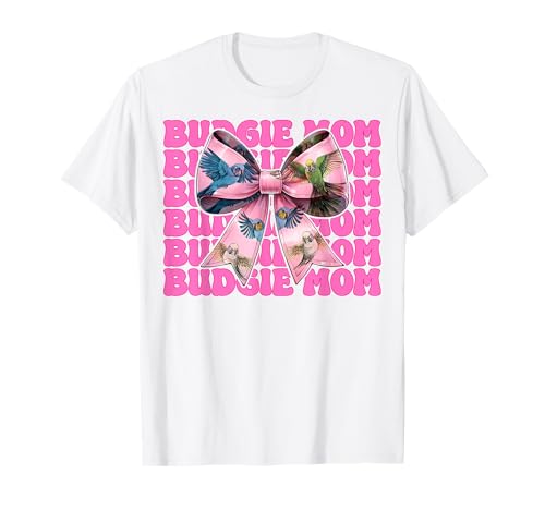 Wellensittich Mama Wellensittich Papagei Muttertag Kokette Schleife T-Shirt Wellensittich Mama Wellensittich Papagei Muttertag Kokette Schleife T-Shirt von Womens Pink Coquette Bow Budgie Budgerigar Gifts