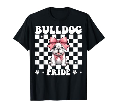 Bulldog Pride Kokettenbogen für Mädchen, Bulldogge, Mama T-Shirt Bulldog Pride Kokettenbogen für Mädchen, Bulldogge, Mama T-Shirt von Womens Pink Coquette Bow Bulldog Dog Gifts