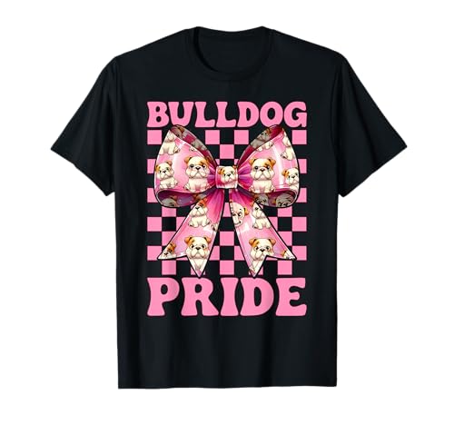 Bulldog Pride Kokettenbogen für Mädchen, Bulldogge, Mama T-Shirt Bulldog Pride Kokettenbogen für Mädchen, Bulldogge, Mama T-Shirt von Womens Pink Coquette Bow Bulldog Dog Gifts