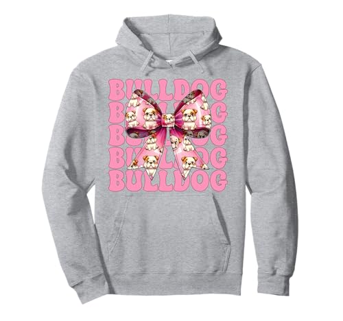 Bulldogge Hund Mädchen Bulldogge Mama Kokette Schleife Pullover Hoodie Bulldogge Hund Mädchen Bulldogge Mama Kokette Schleife Pullover Hoodie von Womens Pink Coquette Bow Bulldog Dog Gifts