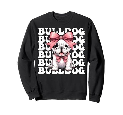 Bulldogge Hund Mädchen Bulldogge Mama Kokette Schleife Sweatshirt Bulldogge Hund Mädchen Bulldogge Mama Kokette Schleife Sweatshirt von Womens Pink Coquette Bow Bulldog Dog Gifts