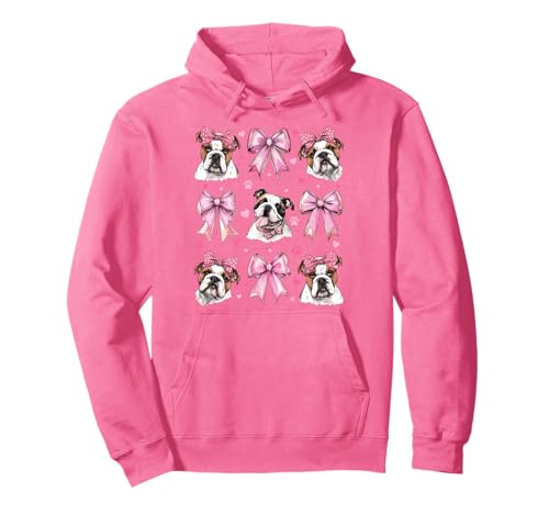 Bulldogge Hund Mama Mädchen Kokette Schleife Rosa Pullover Hoodie Bulldogge Hund Mama Mädchen Kokette Schleife Rosa Pullover Hoodie von Womens Pink Coquette Bow Bulldog Dog Gifts
