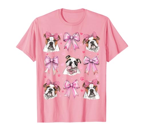 Bulldogge Hund Mama Mädchen Kokette Schleife Rosa T-Shirt Bulldogge Hund Mama Mädchen Kokette Schleife Rosa T-Shirt von Womens Pink Coquette Bow Bulldog Dog Gifts