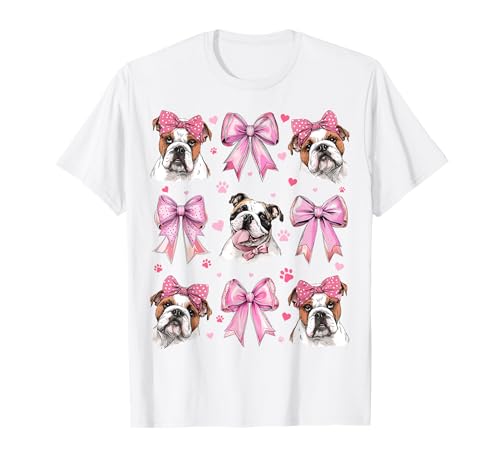 Bulldogge Hund Mama Mädchen Kokette Schleife Rosa T-Shirt Bulldogge Hund Mama Mädchen Kokette Schleife Rosa T-Shirt von Womens Pink Coquette Bow Bulldog Dog Gifts