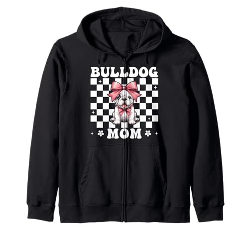 Bulldogge Mama Bulldogge Mama Hund Muttertag Kokette Kapuzenjacke von Womens Pink Coquette Bow Bulldog Dog Gifts