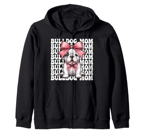 Bulldogge Mama Bulldogge Mama Hund Muttertag Kokette Kapuzenjacke von Womens Pink Coquette Bow Bulldog Dog Gifts