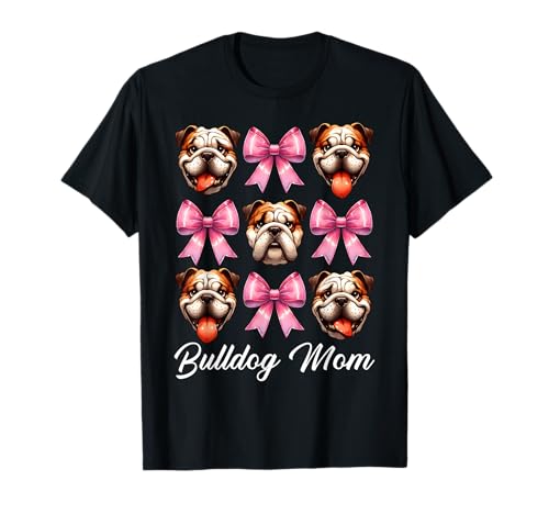Bulldogge Mama Bulldogge Mama Hund Muttertag Kokette T-Shirt von Womens Pink Coquette Bow Bulldog Dog Gifts