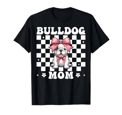 Bulldogge Mama Bulldogge Mama Hund Muttertag Kokette T-Shirt von Womens Pink Coquette Bow Bulldog Dog Gifts