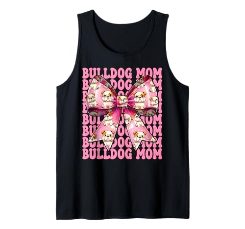 Bulldogge Mama Bulldogge Mama Hund Muttertag Kokette Tank Top von Womens Pink Coquette Bow Bulldog Dog Gifts
