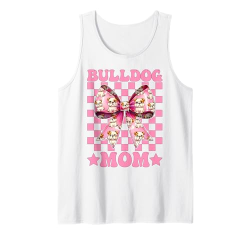 Bulldogge Mama Bulldogge Mama Hund Muttertag Kokette Tank Top von Womens Pink Coquette Bow Bulldog Dog Gifts