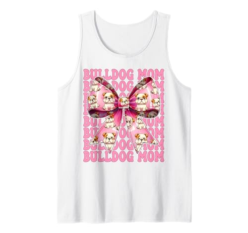 Bulldogge Mama Bulldogge Mama Hund Muttertag Kokette Tank Top von Womens Pink Coquette Bow Bulldog Dog Gifts