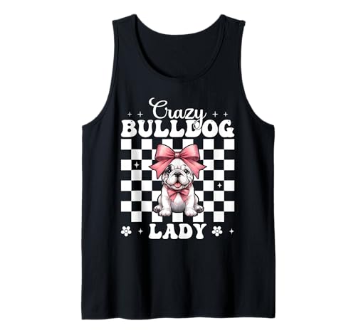 Crazy Bulldog Lady Dog Girl Bulldogge Mama Kokette Bogen Tank Top Crazy Bulldog Lady Dog Girl Bulldogge Mama Kokette Bogen Tank Top von Womens Pink Coquette Bow Bulldog Dog Gifts