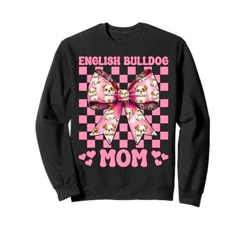 Englische Bulldogge Mama Bulldogge Mama Hund Muttertag Kokette Sweatshirt von Womens Pink Coquette Bow Bulldog Dog Gifts
