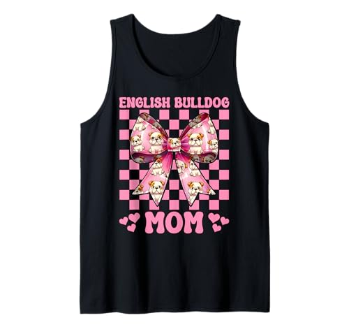 Englische Bulldogge Mama Bulldogge Mama Hund Muttertag Kokette Tank Top von Womens Pink Coquette Bow Bulldog Dog Gifts