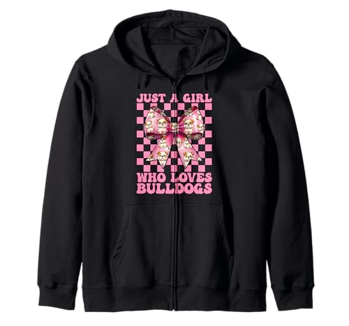 Just A Girl Who Loves Bulldogge Bulldog Kokette Schleife Kapuzenjacke Just A Girl Who Loves Bulldogge Bulldog Kokette Schleife Kapuzenjacke von Womens Pink Coquette Bow Bulldog Dog Gifts