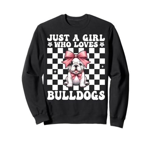 Just A Girl Who Loves Bulldogge Bulldog Kokette Schleife Sweatshirt Just A Girl Who Loves Bulldogge Bulldog Kokette Schleife Sweatshirt von Womens Pink Coquette Bow Bulldog Dog Gifts